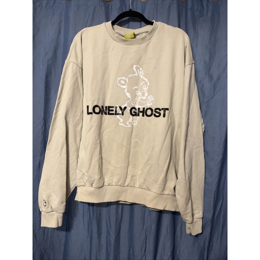 Lonely Ghost Bear Graphic Crewneck Sweatshirt XL